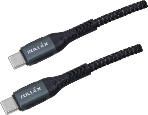Zollex Кабель 60W Zinc Alloy fast charge Data Cable Type-C-Type-C 1m Black 12204