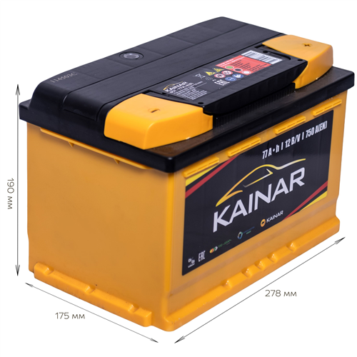 KAINAR Акумулятор 6СТ-77 АПЗ EN750 (-/+)