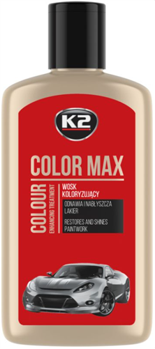 K2 Color Max кольорова поліроль,віск для кузова 250мл червоний K020RED
